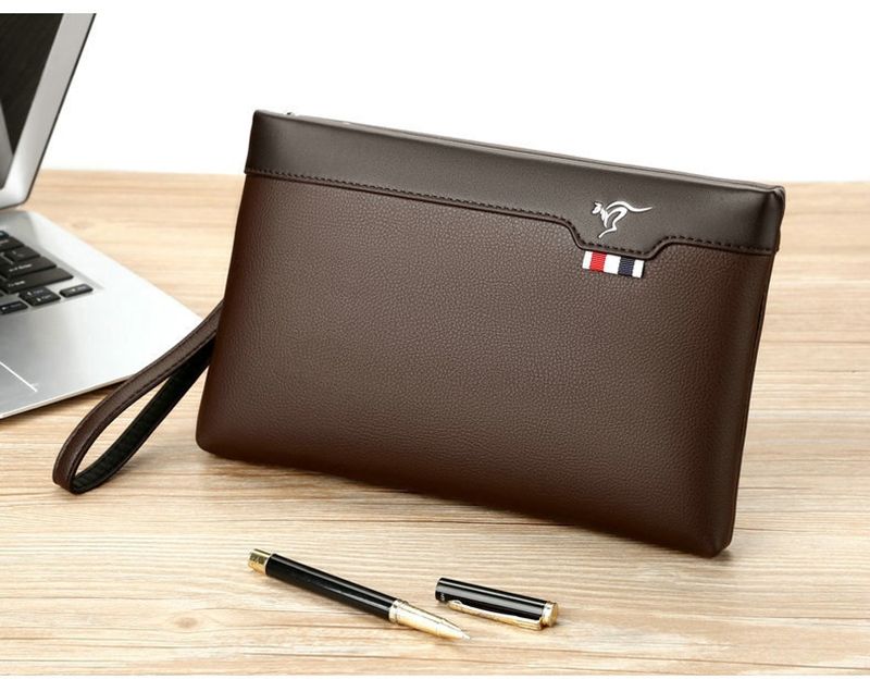 Leather Clutch For Men Zipper Wallet Card Fashion Business Square Phone Ipad Pouch Hand Porter Bag Briefcase Designer_voghion.com