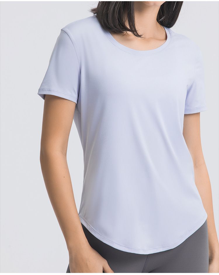 Tricou nou pentru alergare de vară pentru femei, top simplu și largi pentru yoga cu mâneci scurte, îmbrăcăminte sport ușoară și respirabilă pentru alergare și fitness_voghion.com