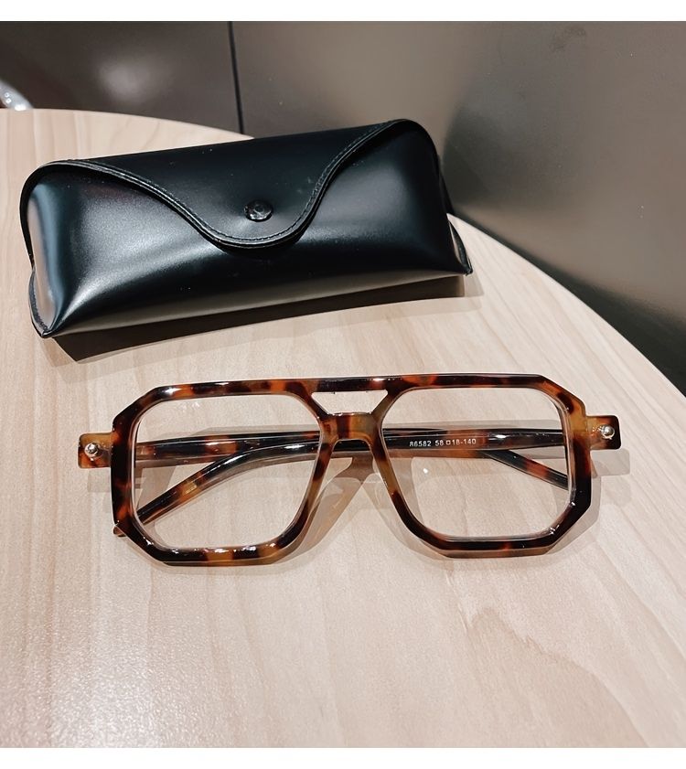 Trendy klassesch déck grouss Vintage Brëller mat duebele Brécken, Männer Fraen alldeeglech Schoulgeschäft Dekor, ideal_voghion.com