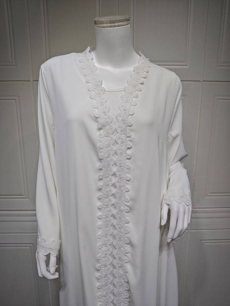 Roupas femininas Jaqueta da moda muçulmana Oriente Médio Dubai Robe branco Feminino Novo estilo de roupa externa Abaya_voghion.com