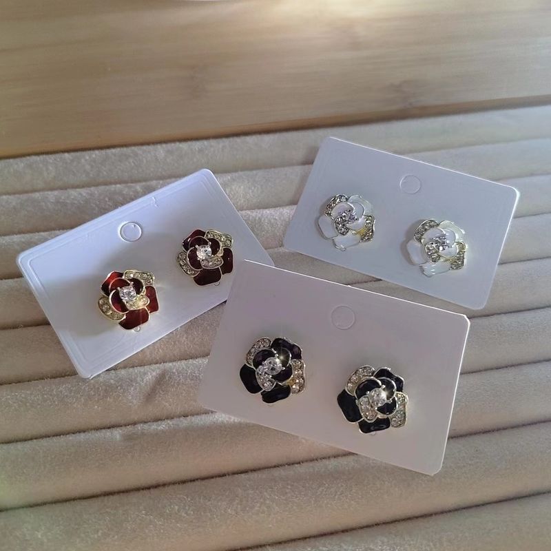Women's Earrings Xiaoxiangfeng Camellia Earrings Women's French Retro Summer Earrings 2023 New Trendy Light Luxury High-end Earrings_voghion.com