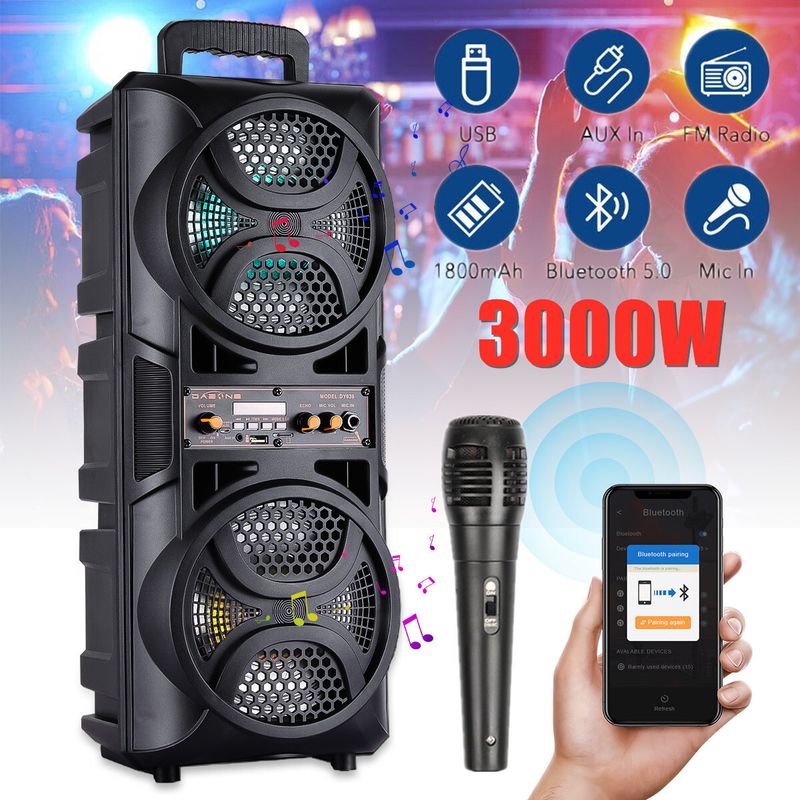 Enceinte Bluetooth portable de 3 000 W avec caisson de basses et micro_voghion.com