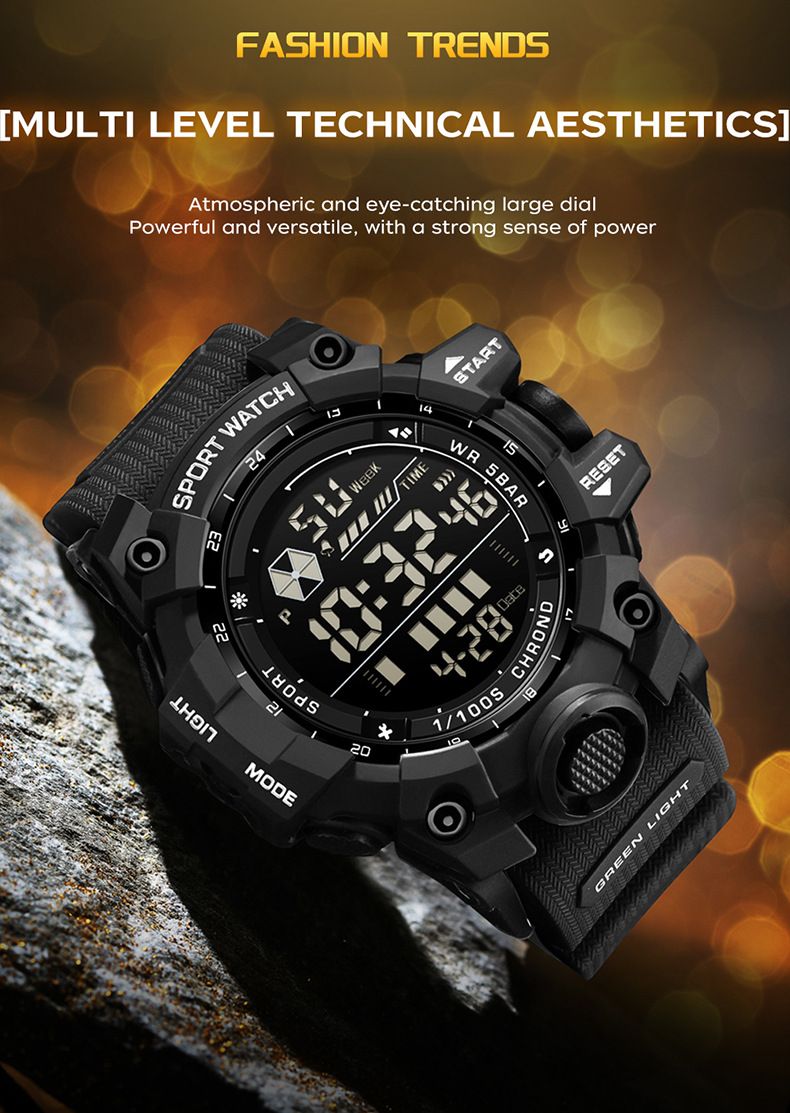 Orologio digitale impermeabile da uomo e da donna con retroilluminazione a LED, sveglia, cronometro, datario, orologio sportivo leggero per l'uso quotidiano_voghion.com