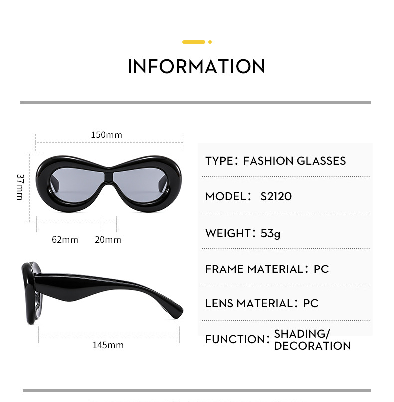 Occhiali da sole da uomo e da donna, i nuovi occhiali da sole divertenti monoblocco concavi delle Spice Girl, occhiali da sole alla moda tridimensionali a bolla, color caramella G_voghion.com