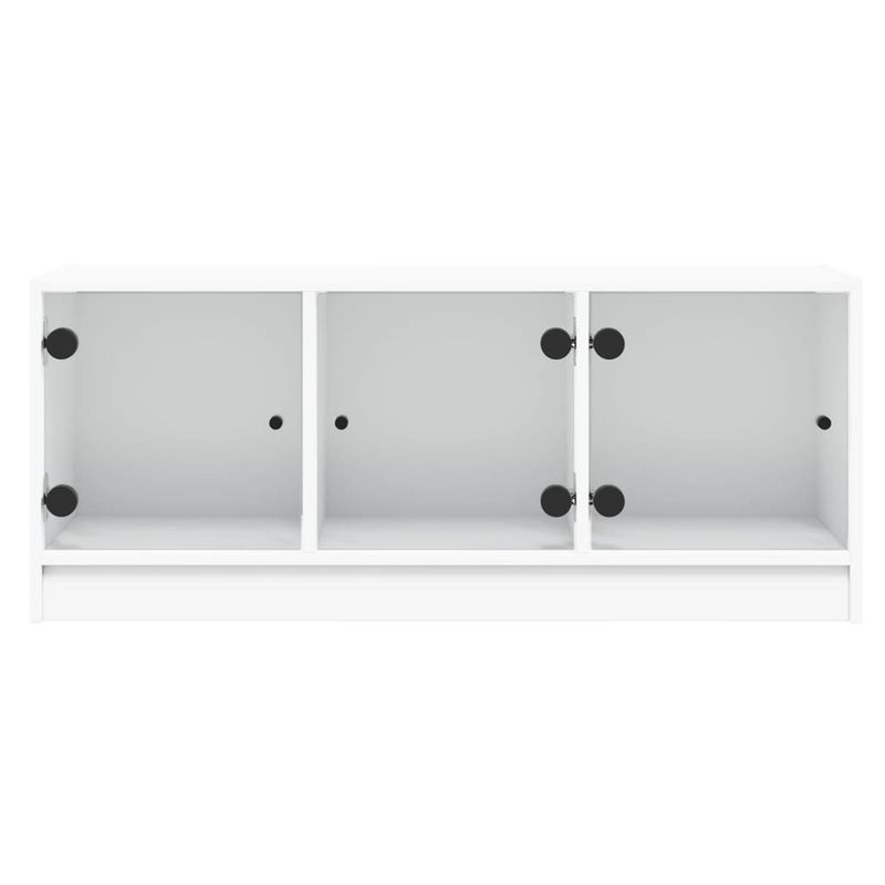 TV-Schrank Mit Glastüren Weiß 102x37x42 Cm_voghion.com