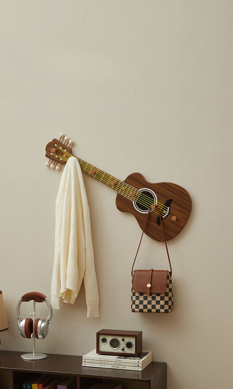 Creative Entryway Guitar Hook Personalized Decorative Wall Hanging Hallway Storage Rack 2326_voghion.com