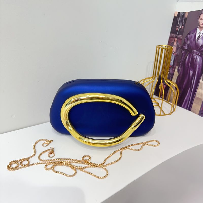 Borsa da sera classica alla moda con pochette rotonda in acrilico, manico in metallo, tracolla_voghion.com