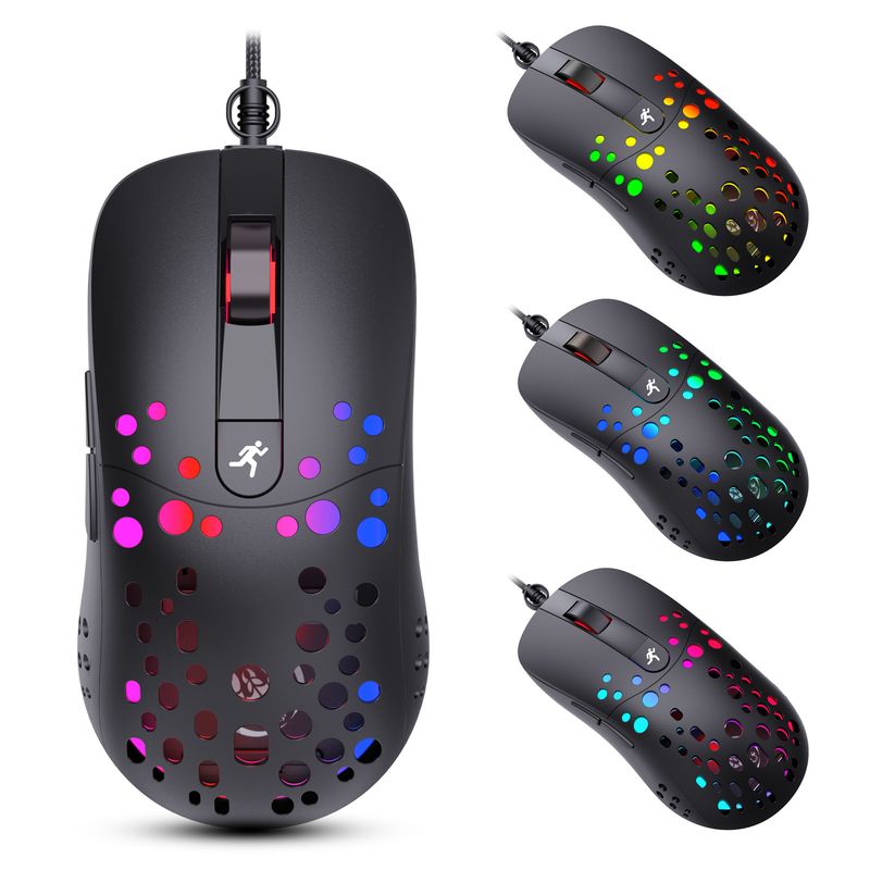 Lach RGB Glow Makro Programméierung Spillmaus 6-Knäppercher fir Luuchten auszeschalten Verschidde verkabelt Mausen_voghion.com