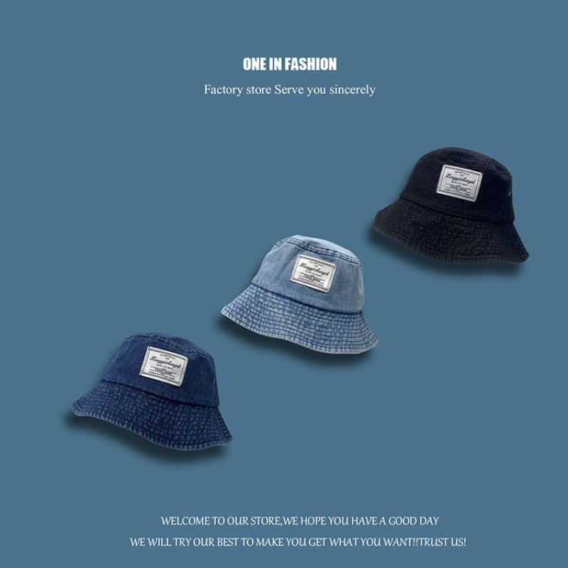 Donne pescatrici blu da cowboy all'inizio della primavera, autunno, estate, stile sottile e alla moda con lettere, testa grande, cappello a bacino rotondo_voghion.com