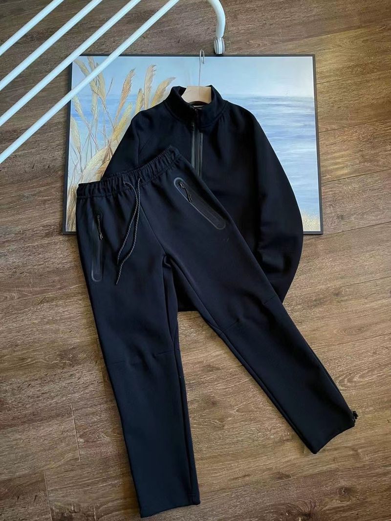 Vêtements pour hommes Pull ample à col montant et demi-fermeture éclair pour hommes, sweat-shirt et pantalon de survêtement, ensemble 998 et 312_voghion.com