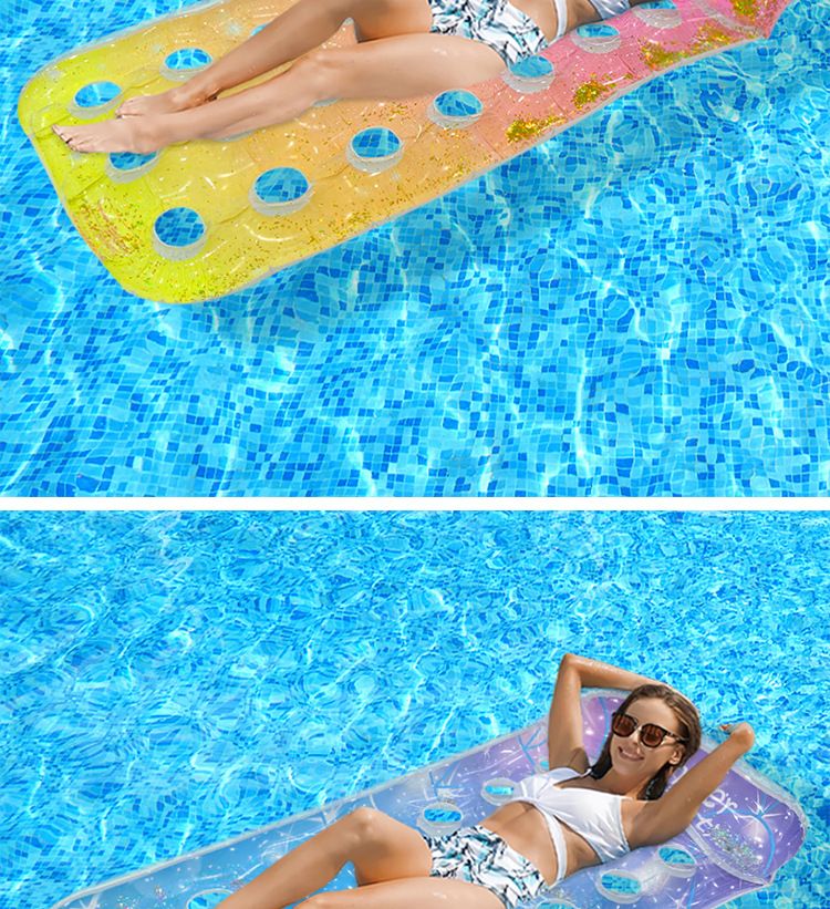 Inflatable Pool Lounge Chair With Armrests & Mesh Seat - Floating Water Hammock For Swimming Beach & Lake (Quick-Dry Heavy-Duty PVC Portable Design)_voghion.com