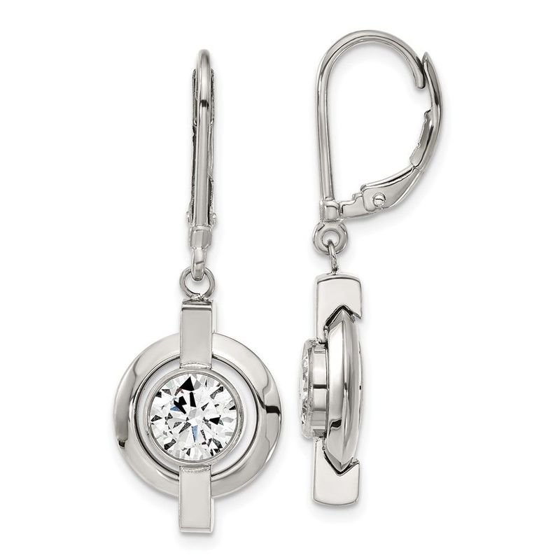 Chisel Titanium Polished CZ Leverback Earrings_voghion.com