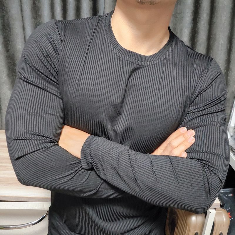 Stretch-Langarm-T-Shirt für Herren, schnelltrocknend – Slim Fit-Trainingsshirt fürs Fitnessstudio, atmungsaktive und feuchtigkeitsableitende Basisschicht für Freizeit und Training_voghion.com