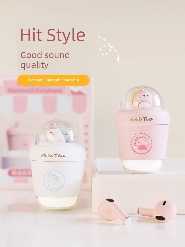 Casque Bluetooth Original Girl exclusif, mignon, tasse de thé au lait, réduction intelligente du bruit, stéréo, jeu, visionnage intensif à faible bruit_voghion.com