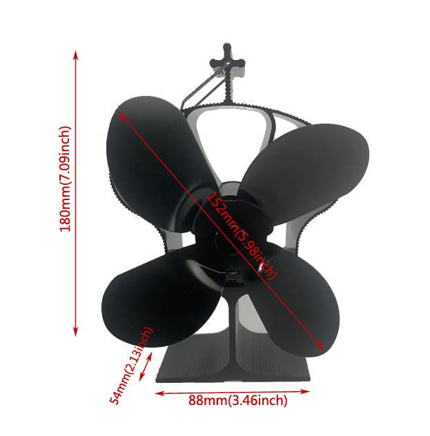 Fireplace Fan Stove Fan Crown Small I-shaped 4 Leaves - Durable High Temperature Resistant No Power Consumption_voghion.com
