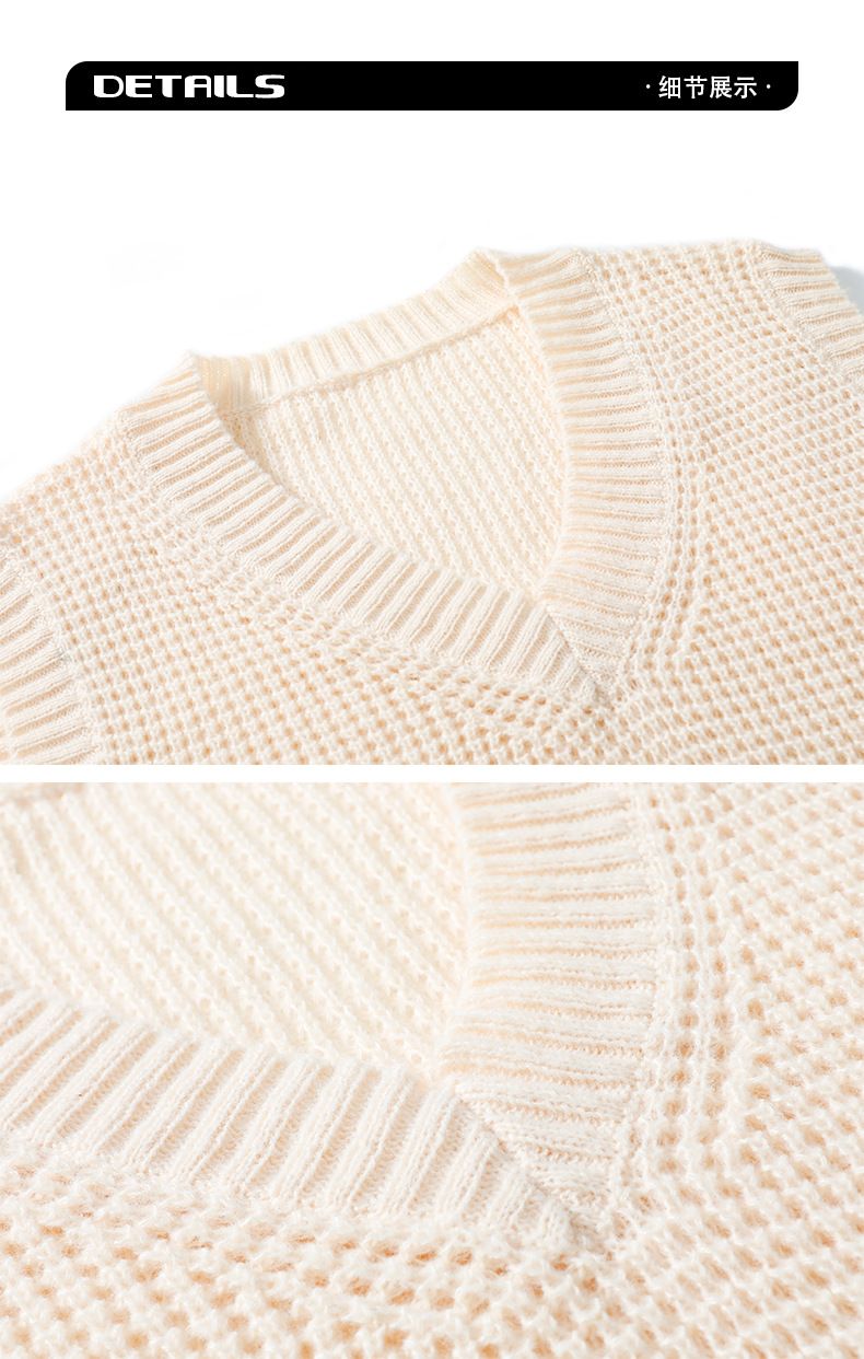 Herrenbekleidung Neue Herren-Pulloverweste, ärmellose Weste im gleichen Stil für Paare, koreanische Version der College-Stil-Pulloverjacke mit V-Ausschnitt_voghion.com