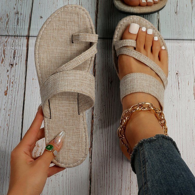 Large Size Flat Slippers For Women In Summer 2025, New Comfortable Toe Set Beach Sandals_voghion.com