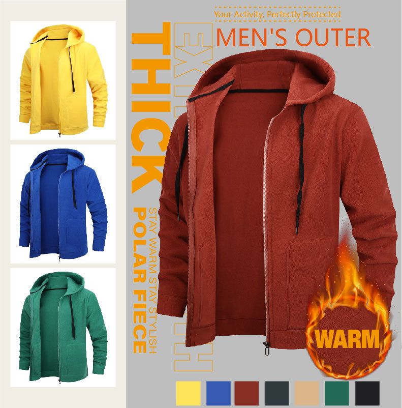 Herrenbekleidung Kapuzenpullover mit schwerem Reißverschluss und Reißverschluss, Fleece-gefüttert, langärmeliger Pullover, warme Winterjacke, lässige Streetwear_voghion.com