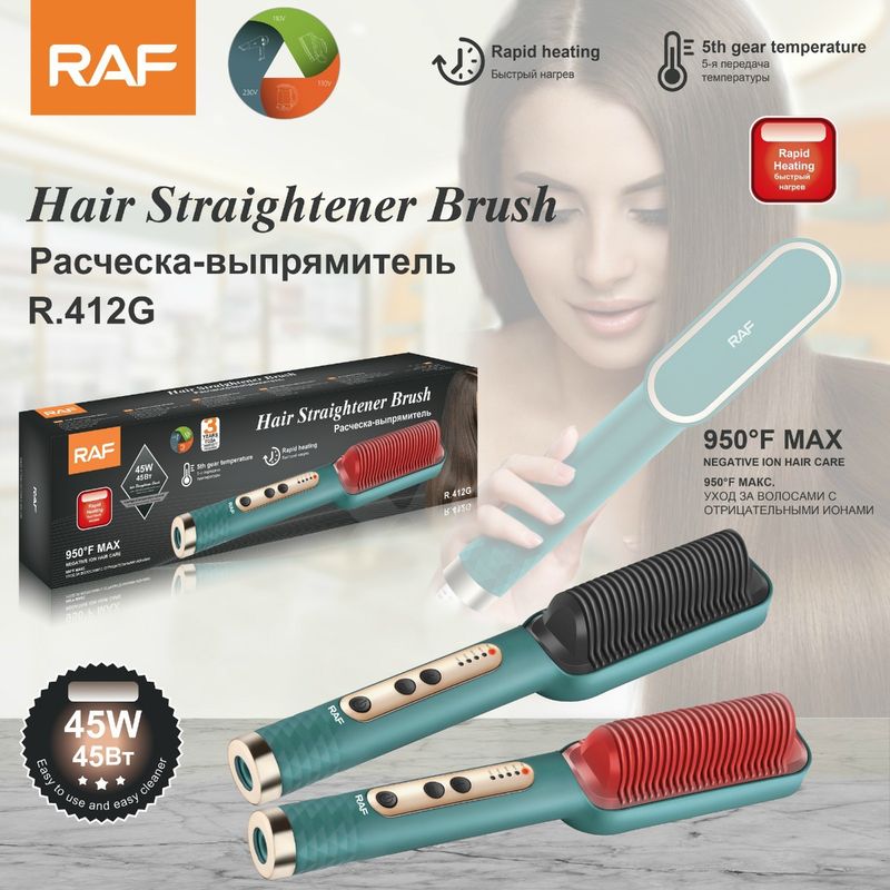 RAF Negative Ion Straightening Brush - No Damage Electric Hair Iron Easy To Use For Home_voghion.com