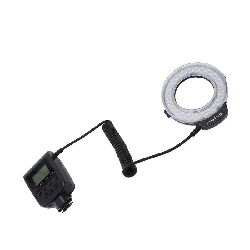 48LED Ro Light With LCD Display Power Control Adapter Rings Flash Diffuser For DSLR Cameras_voghion.com