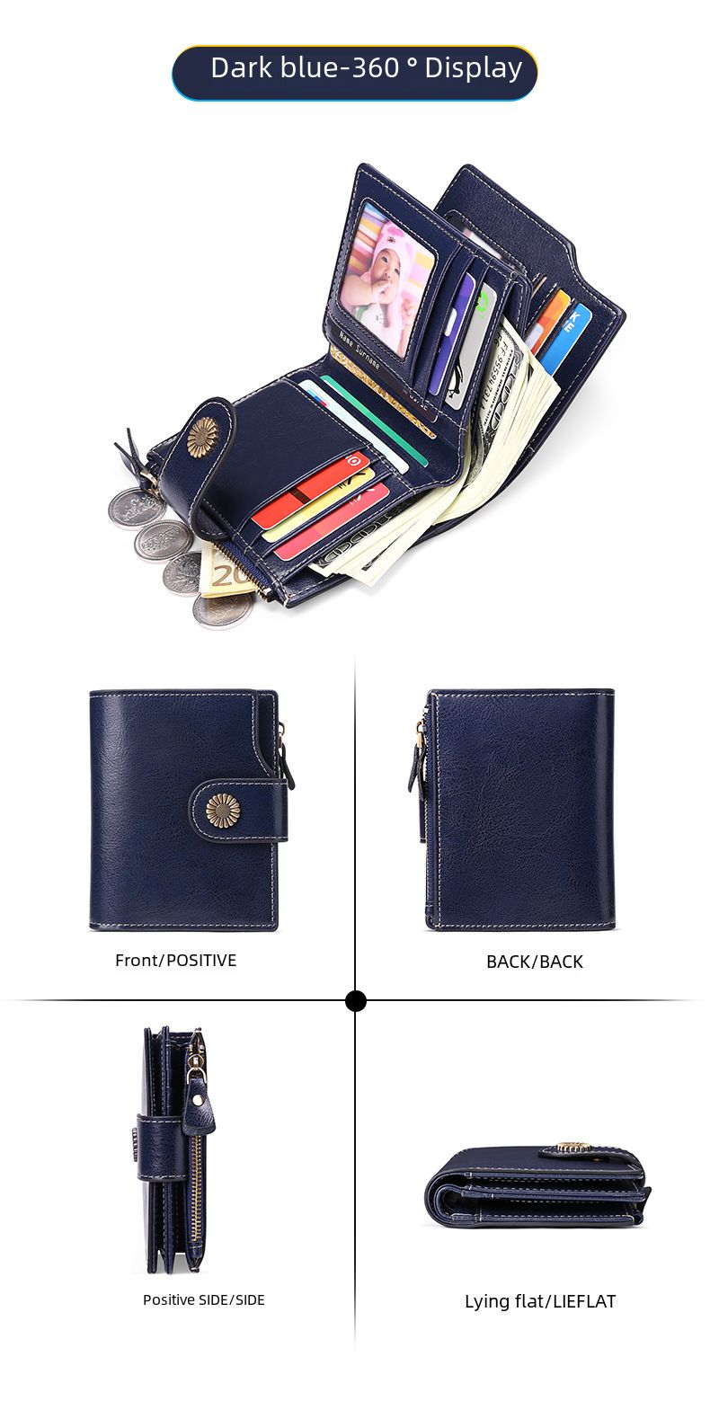 Women's wallet short Korean fashion buckle clutch girl's change bag multi-function card bag_voghion.com