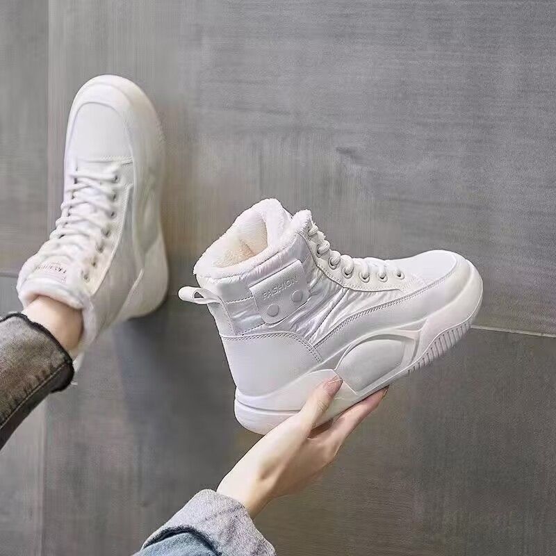 Warme, weiche Lederstiefel für Damen, Winter-Schneestiefel mit Fleecefutter, verdickte, rutschfeste Schneestiefel, Baumwollschuhe für Studenten, Freizeitschuhe_voghion.com