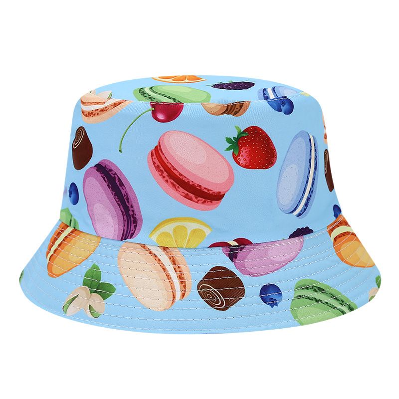 Børnemode udenrigshandel børns fiskerhat macaron frugtprint basinhat forår og sommer drenge og piger stor skygge solhat parasol_voghion.com