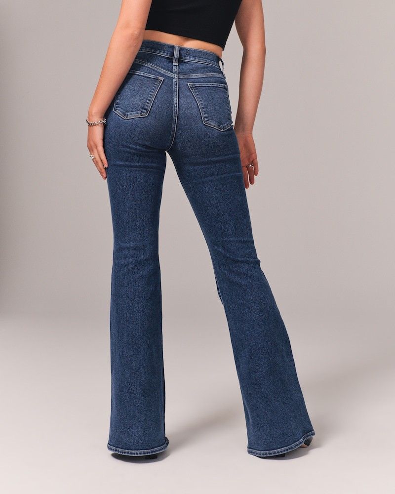 Damemode med svajer - Stretch denim bootcut bukser (trendy og behagelige)_voghion.com