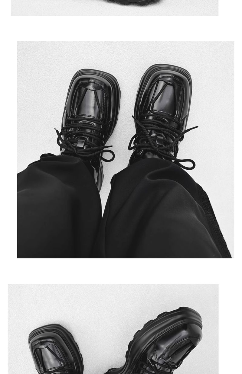 Scarpe in pelle con lacci e punta quadrata in stile giapponese di Niche High Street Black Warrior_voghion.com