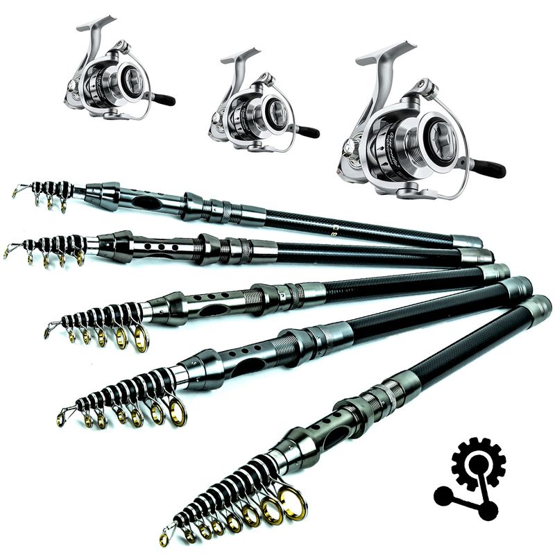 Conjunto de equipamentos para pesca marítima com isca de fundição longa e combinação de carretel e vara giratória telescópica_voghion.com