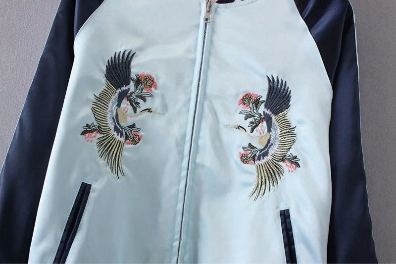Damenbekleidung bestickte Jacke Japanischer Retro-Mantel lockere doppelseitige Baseballjacke für Damen_voghion.com