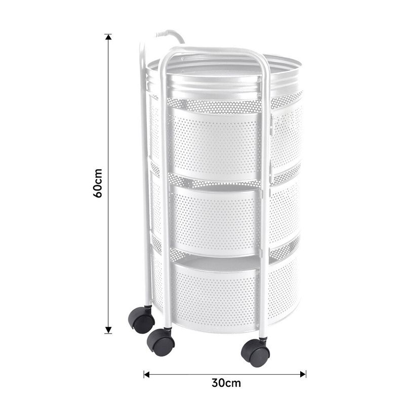 3-6 Tier Rotating Basket Storage Tower Kitchen Trolley Cart Fruit Veg Rack Shelf_voghion.com