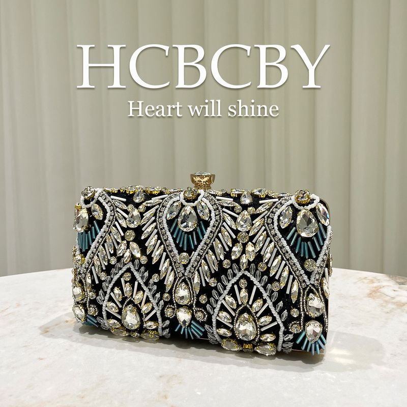 Schwarze Luxus-Clutch mit Strasssteinen, Abendtasche, Damenmode, Kontrastfarbe, Temperament, Box-Tasche, kleine Handtasche_voghion.com