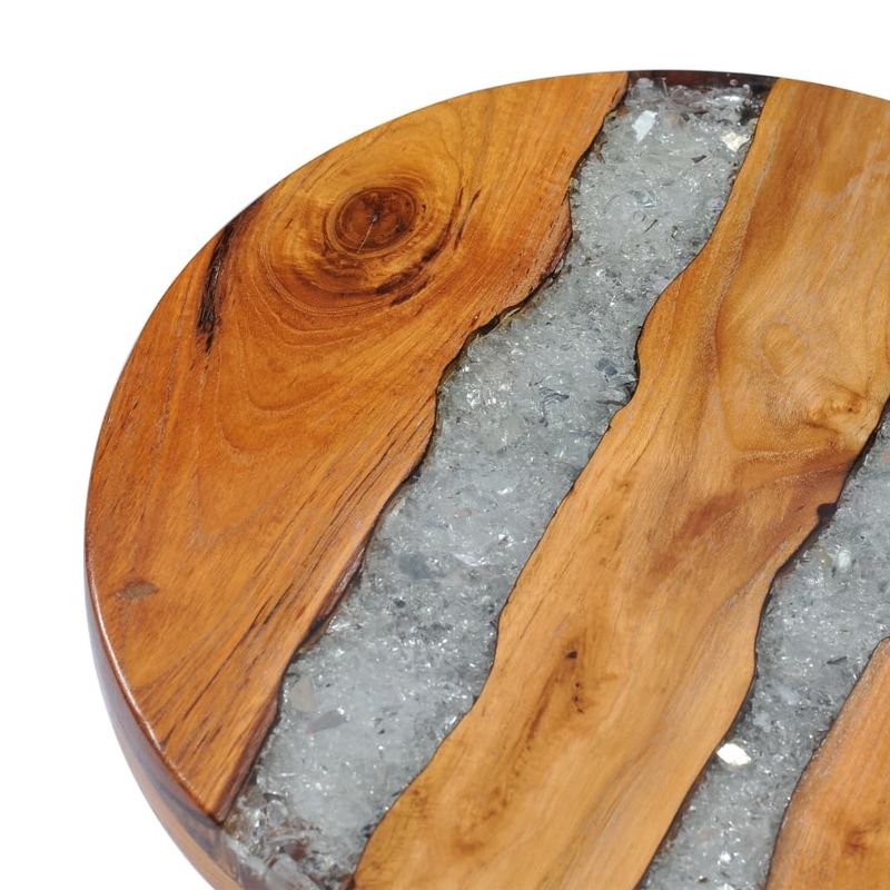 Coffee Table 15.7"x17.7" Solid Teak Wood and Polyresin_voghion.com