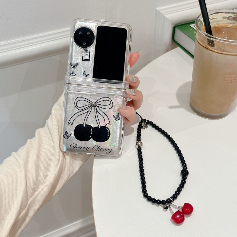 Japanese and Korean Black Cherry for OPPO Find N3 flip Phone Case N2 flip Folding Screen Protective Cover_voghion.com