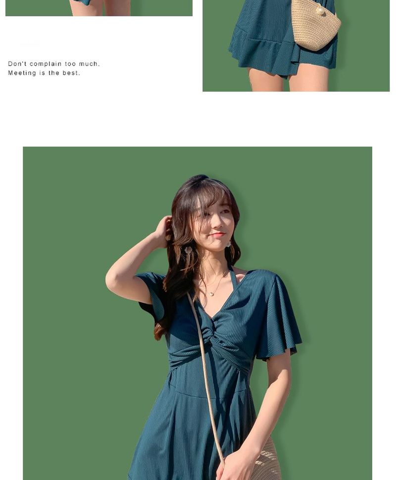 Fashion Plus Size Summer New Women's Slimming Tummy Covering Swimsuit Conservative One-Piece Ins Style Hot Spring_voghion.com