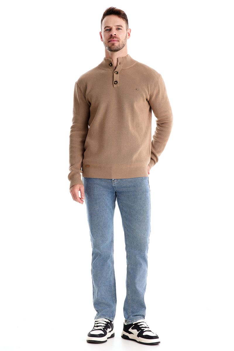 Herbst und Winter neuer halboffener Brustpullover mit langen Ärmeln, Stehkragen, einfarbig, vielseitiges, lässiges Herrenoberteil_voghion.com