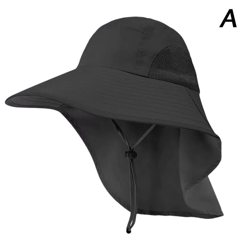Nuovi arrivi Cappello da pescatore a tesa larga con copricollo da uomo, estivo, traspirante, con visiera protettiva anti UV UPF50_voghion.com