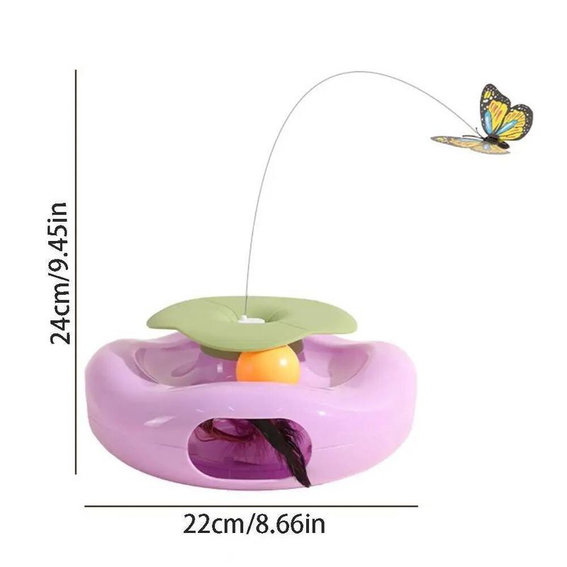 Giocattolo interattivo elettrico rotante automatico a forma di farfalla con piume antiscivolo incorporato, rotazione a 360 gradi, di PawParty Store_voghion.com