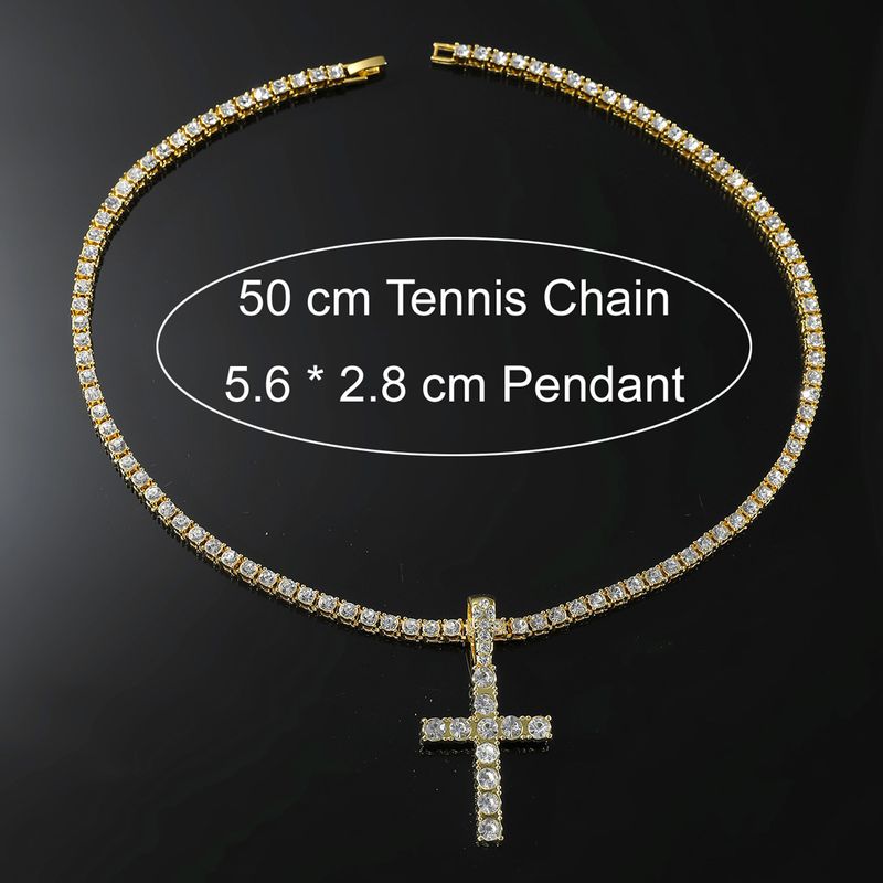 Myydään timanteilla koristeltu ristiriipus, trendikäs miesten hiphop-tennisketjukaulakoru, personoitu asuste_voghion.com
