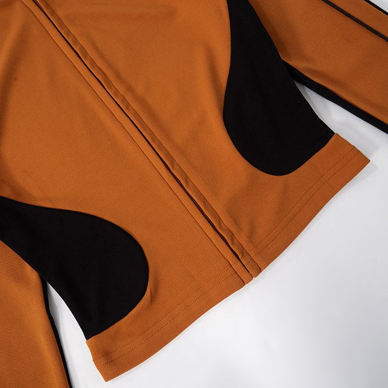 Abbigliamento da donna, linea autunno e inverno, pantaloni a vita alta con elastico in corda, senza colletto, con cerniera, in colori a contrasto_voghion.com