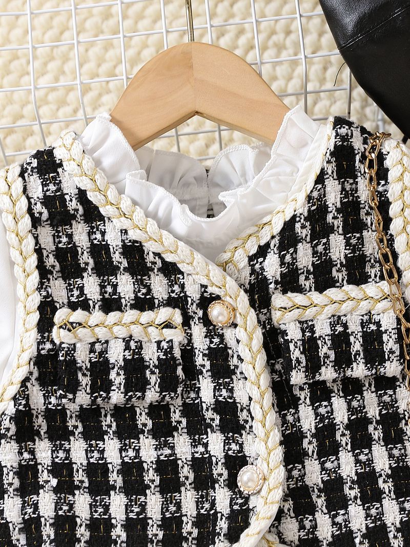 2024 Autumn Small Fragrant Style Vest Lace Collar Loose Temperament Dress without Hat_voghion.com