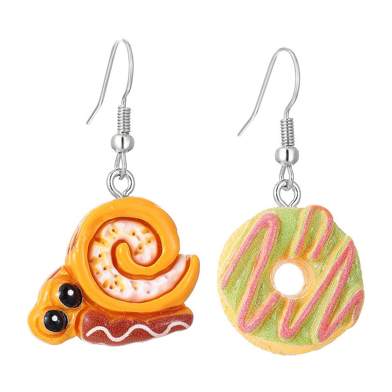 1 Set 1 Pair Cute Saturday Donuts Poached Egg Stoving Varnish Plastic Resin Drop Earrings_voghion.com
