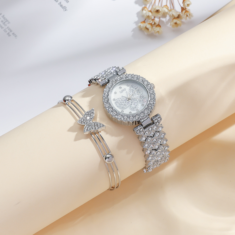 5 teile/satz Damen Sommer Neue Mode Frische Persönlichkeit Stahl Band Quarzuhr Set_voghion.com