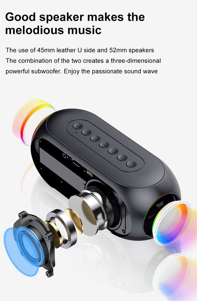 Alarm Clock Radio FM Bluetooth Speaker Portable Subwoofer Caixa De Som Sound Box Music Wireless Mini Woofers Bocina Lamp Column_voghion.com