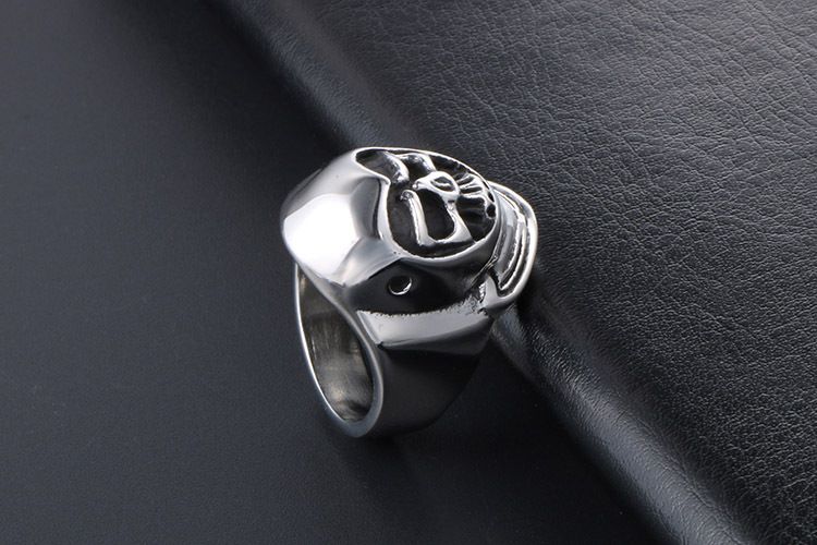 Anello in acciaio al titanio con teschio autoritario, anello largo da uomo con indice a forma di singola personalità, gioielli da uomo esagerati_voghion.com