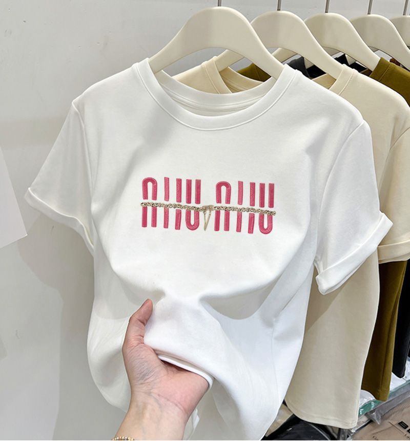 Damenbekleidung Gerade Schulter Mode Kurzarm T-Shirt Lässige Mode Vielseitige Slim Tops Basic Style_voghion.com