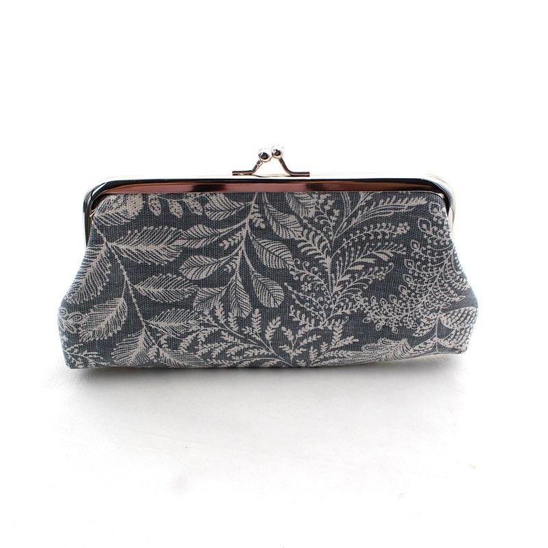 Fabric Fresh Style Canvas Leaf Buckle Women's Clutch Small Bag Coin Purse_voghion.com