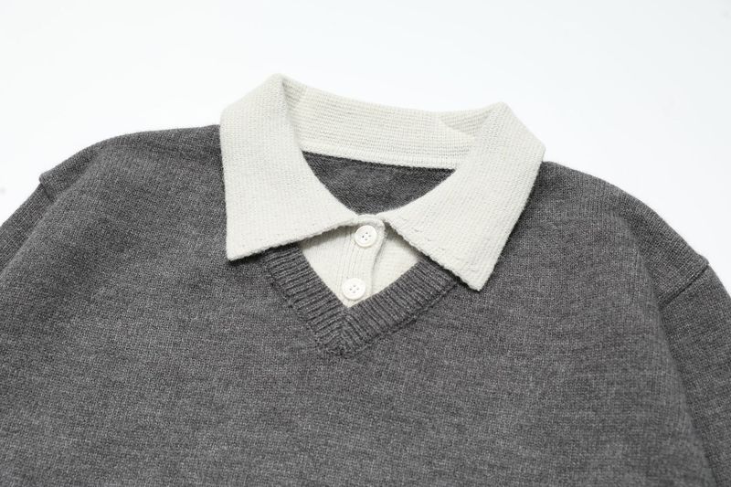 Maglione a collo alto lavorato a maglia in stile coreano antico, semplice, da uomo, autunno 2025, camicia di base in due pezzi_voghion.com