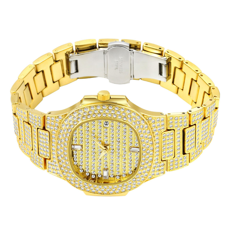 Orologio da uomo al quarzo impermeabile con stella del cielo tempestato di diamanti con calendario della moda di fascia alta MISSFOX_voghion.com